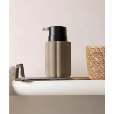 Porta Sabonete Líquido Soft Touch Pilares 300ml Nude Cerâmica - 61810 Wolff