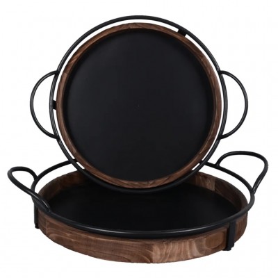 Cj 02 Bandejas Em Madeira/Metal PT Bo0058 Btc