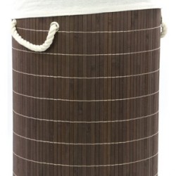 Cesto De Bambu Com Tampa Redondo Escuro Bm23264 Mimo