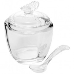 Açucareiro de Vidro com Colher Butterfly 8,5x8,5x11cm Wolff