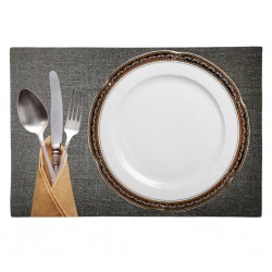 Jogo Americano Quadrado Preto em Pu Mesa Posta 1 Pc BTC