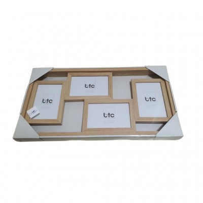 Painel 4 Porta Retratos 15x10 cm de Madeira Cor Natural BTC