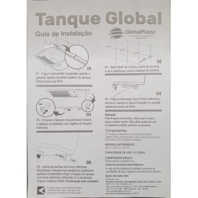 TANQUE PLAST CZ GLOBAL PLASTIC