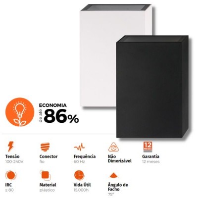 F - ARANDELA LED 04W 3000K PT B&D