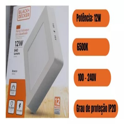 O - PAINEL LED 12W SOB QUAD 6500K BR ECO B&D
