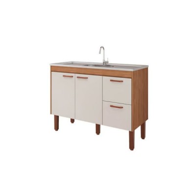 Balcao Cozinha Slim 1,14Mt Freijo/Off White