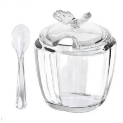 Açucareiro de Vidro com Colher Butterfly 8,5x8,5x11cm Wolff
