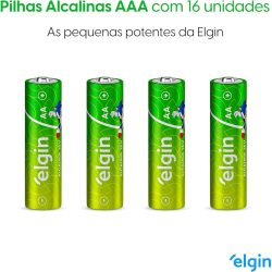 F - PILHA ALCALINA AAA BLISTER C/16 ELGIN