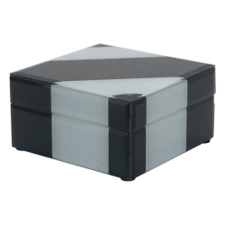 Porta Jóias Quadrado de Vidro e Madeira Preto e Branco BTC