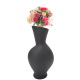 Vaso Orgânico Longo Decorativo Resina Preto Fosco Flores BTC