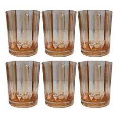 Conjunto de Copos Acrílico Curtos 6 Pçs Laranja Âmbar BTC