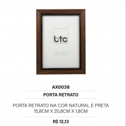 F - PORTA RETRATO DE MADEIRA NATURAL/PT AX0038 BTC
