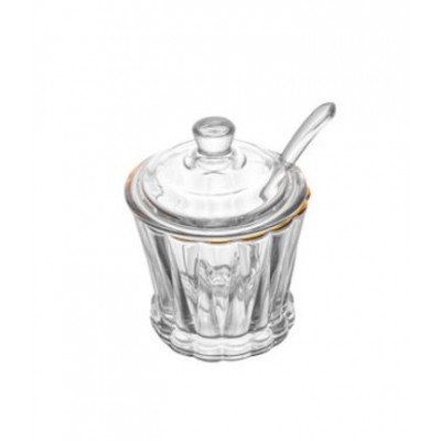 Açucareiro Cristal C/ Tampa Fio De Ouro Radial 210ml - Lyor