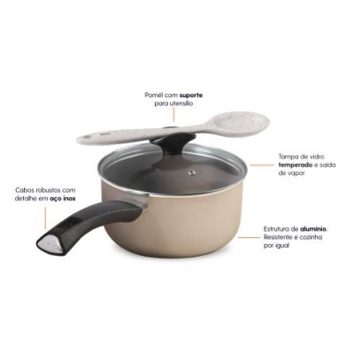 Kit de 5 Panelas Antiaderente Live Essence Champanhe BRINOX