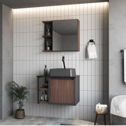 Armario Tamisa 60Cm C/ Espelh Chumbo/Tinto Gaam