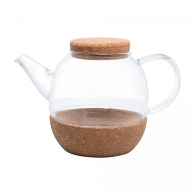 Chaleira Chazeira Vidro Tampa Bandeja Rolha 800ml - Wolff