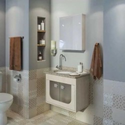 Armario Siena 60Cm C/ Espelh Bianco/Amarelo Gaam