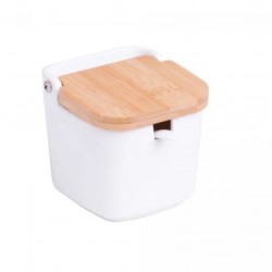 Saleiro Mesa Ceramica C/Tampa Bambu E Colher 11x10cm 2442 Lyor