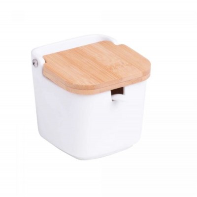 Saleiro Mesa Ceramica C/Tampa Bambu E Colher 11x10cm 2442 Lyor