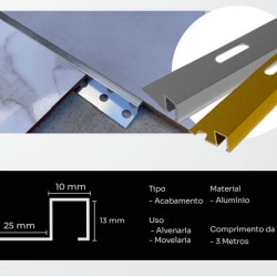PERFIL U C/BASE ALUMIN PRATA BRL 3,0MT NEW PONTA