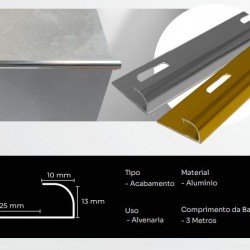 PERFIL J C/BASE ALUMIN PRATA BRL 3,0MT NEW PONTA