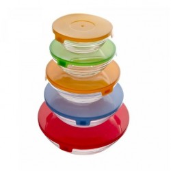 Conjunto 5 Tigelas de Vidro com Tampa de Plástico - 220016 Lyor