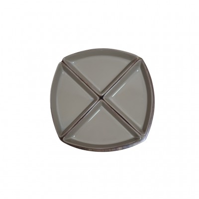 Petisqueira de Cerâmica com Madeira 4 Peças Cinza BTC