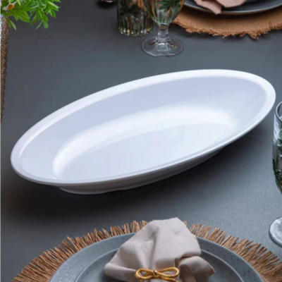 Travessa Oval Wolff Melamina 45x22,5Cm Branco 20942