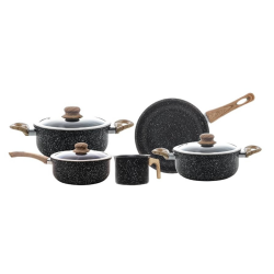 Conjunto 05 Pan C/Indução Granilite Preto Aluminio C/Revestimento Ceramica 21082 Wolff