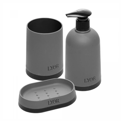 Jogo 3 Peças P/ Banheiro de Plastico Cinza 221776