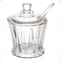 Açucareiro Cristal C/ Tampa Fio De Ouro Radial 210ml - Lyor