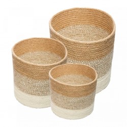 Conjunto 3 Cestos Organizadores de Fibra Natural Degradê Wolff