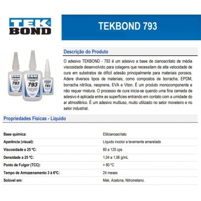 Adesivo Instantaneo 100Gr 793 Tekbond