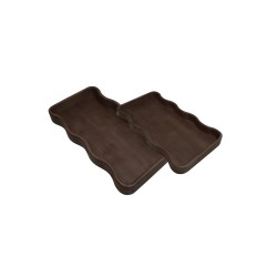 Bandeja Decorativa Ondulado 2 Peças em Madeira Marrom BTC