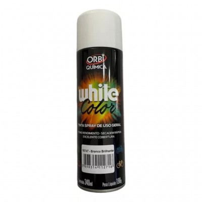 Tinta Spray Branco Brilhante Secagem Rapida 340ml - Orbi