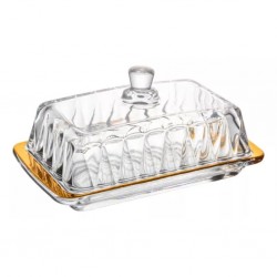 Manteigueira de Cristal com Tampa Fio de Ouro Radial - Lyor