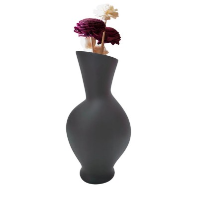 Vaso Orgânico Longo Decorativo Resina Preto Fosco Flores BTC