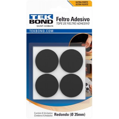 FELTRO REDONDO 35MM PRETO C/8 TEKBOND