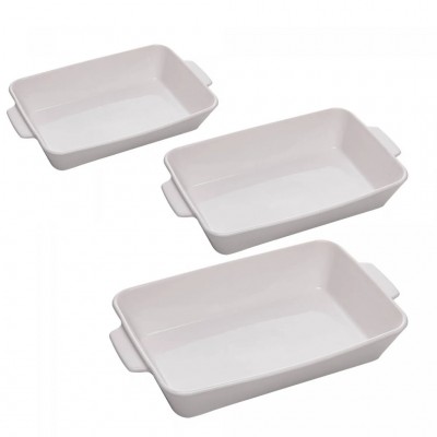 Conjunto 03 Refratarios C/Alça Basic Porcelana Branco 221116 Lyor