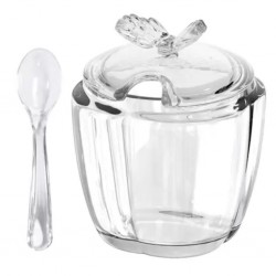 Açucareiro de Vidro com Colher Butterfly 8,5x8,5x11cm Wolff