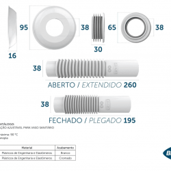TUBO LIGACAO BR AJUSTAVEL P/ VASO 290403 BLUKIT
