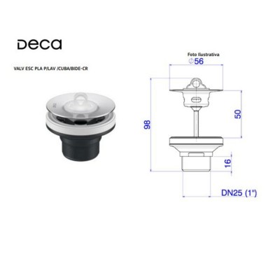 VALVULA P/LAVAT/CUBA/BIDE 1602C DECA