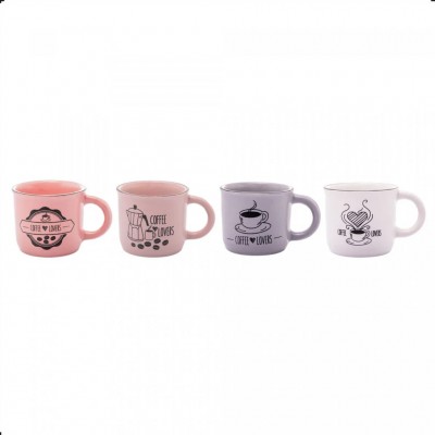 Conjunto 4 Canecas de Café de Coffee Lovers 60ml - Wolff