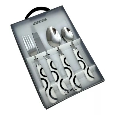 Faqueiro 24Pc Resina BR/PT Sg0034 Btc