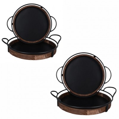 Cj 02 Bandejas Em Madeira/Metal PT Bo0058 Btc