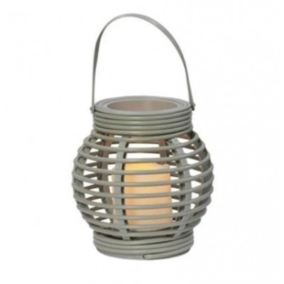 F - LANTERNA C LED CESTO CINZA PLASTICO 16X16XH16