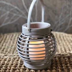 F - LANTERNA C LED CESTO CINZA PLASTICO 16X16XH16