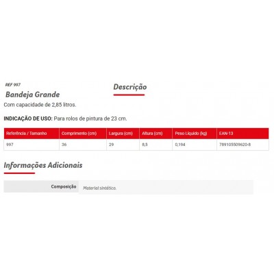 Bandeja Grande 997 Condor