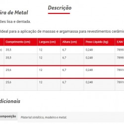 DESEMPENADEIRA ACO LISA 25X12 848 CONDOR