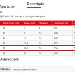 ESPATULA ACO INOX 20CM 867 CONDOR